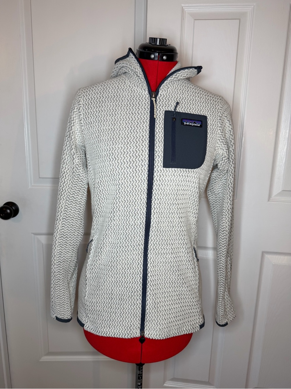 Patagonia R1 Air Full Zip Hooded Jacket Lightweight Light Gray Fleece Women M